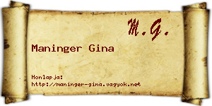 Maninger Gina névjegykártya